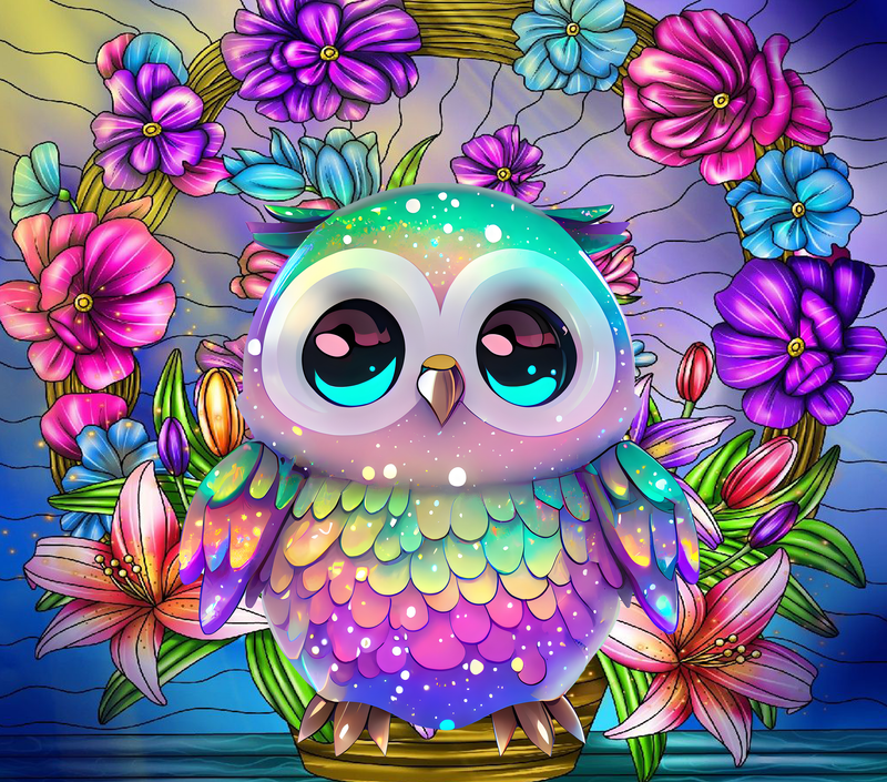 Cute Neon Owl 20oz Skinny Tumbler Printed Paper
