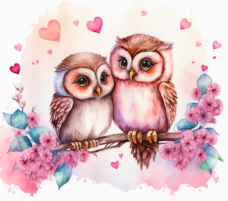 20oz Skinny Tumbler Printed Paper - Owls Love