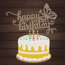 3m Acrylic Mirror Rose Gold Butterfly Happy Birthday cake topper