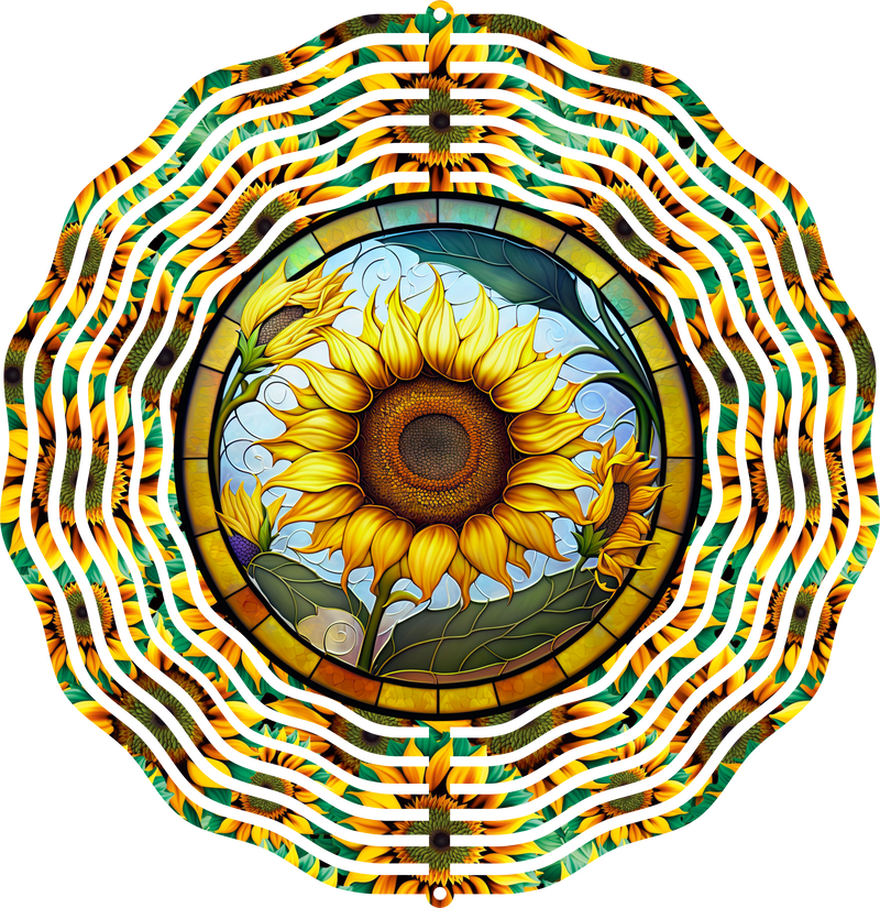 Stained Glass Sunflower Wind Spinner design to fit an 8' Spinner.