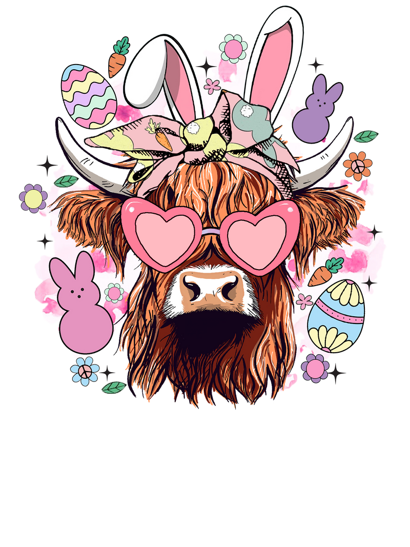 DTF Transfer Sheet - Easter Day Highlander Cow