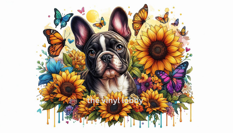 Black French Bulldog Printed Sublimation Paper for 11oz mug.