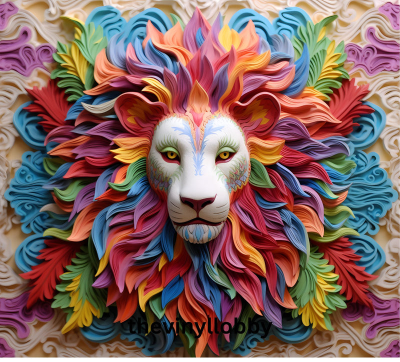 3D Colourful Lion 20oz Skinny Tumbler Printed Paper
