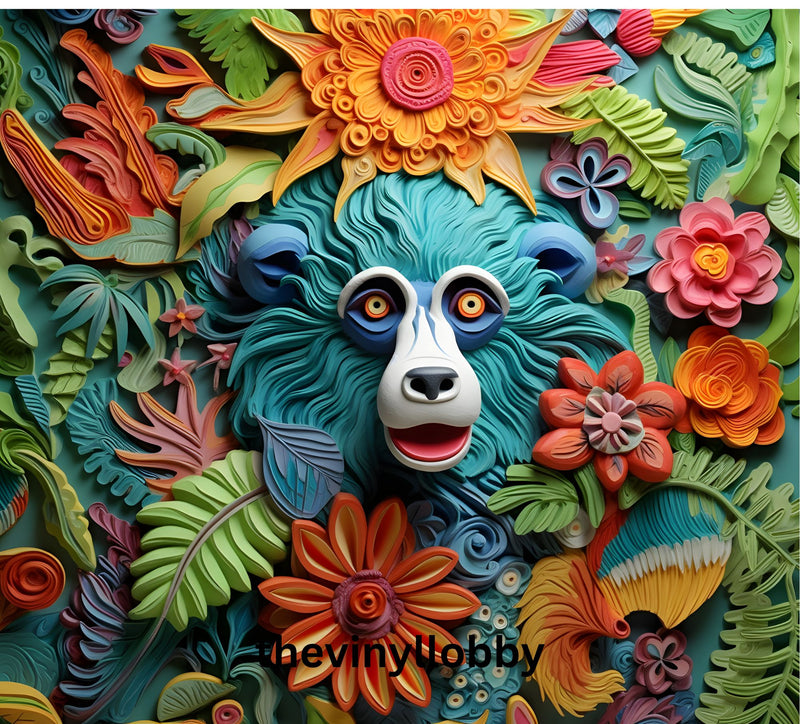 3D Colourful Monkey 20oz Skinny Tumbler Printed Paper