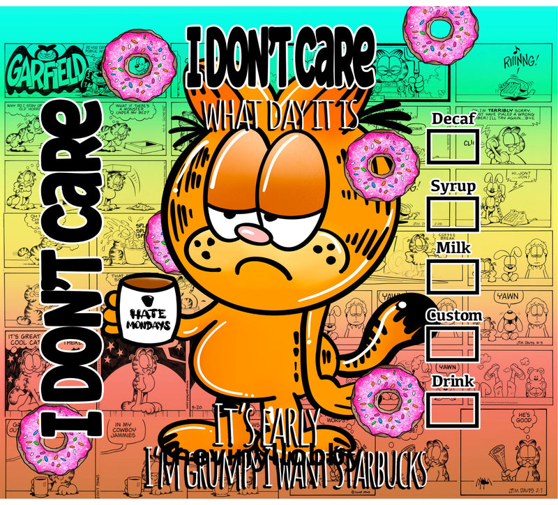 I Don't Care 20oz Skinny Tumbler Printed Paper