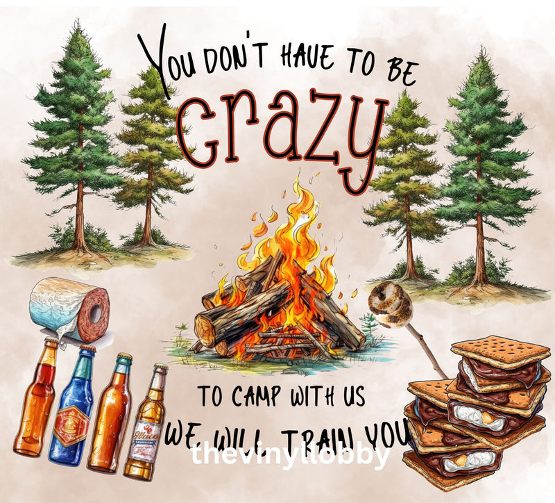Crazy Camping Life 20oz Skinny Tumbler Printed Paper