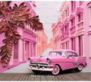 3D Pink Vintage Car Skinny Tumbler Printed Paper