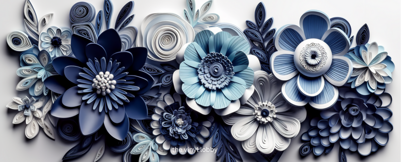 3D Navy Flowers printed Sublimation Paper for 11oz mug