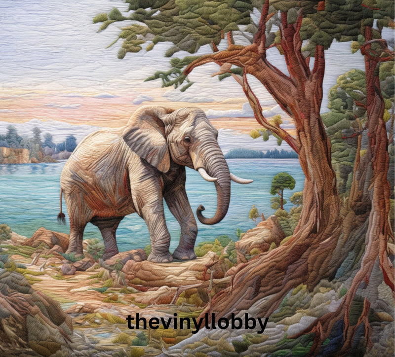 3D Embroidered Elephant on Island 20oz Skinny Tumbler Printed Paper