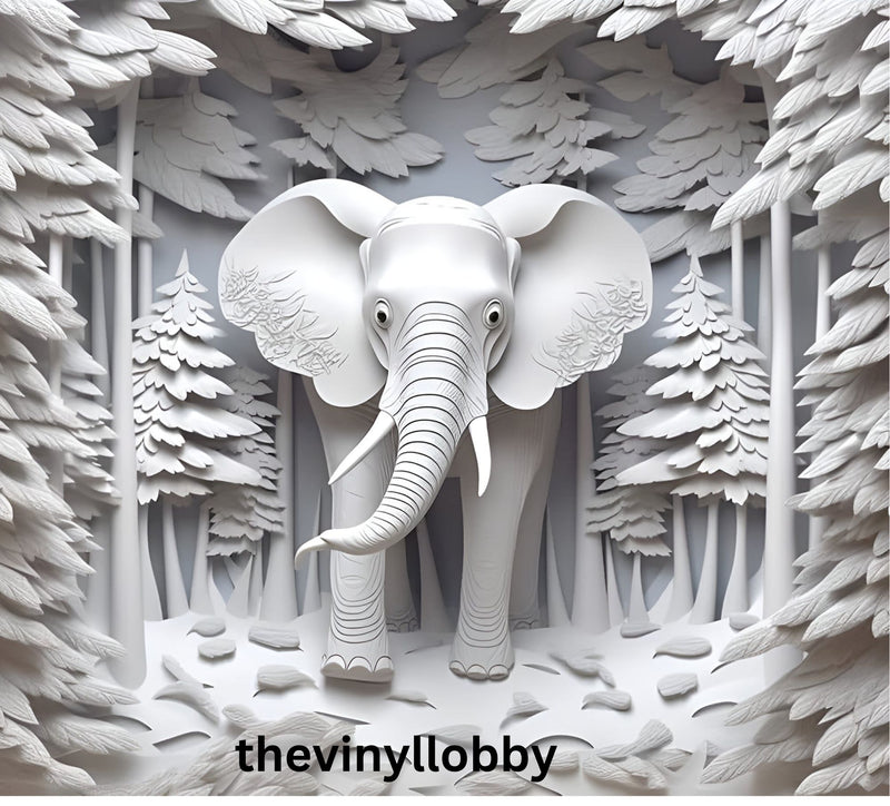 3D White Elephant 20oz Skinny Tumbler Printed Paper