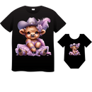 DTF Transfer Sheet - Cute Purple Feather Highlander Cow