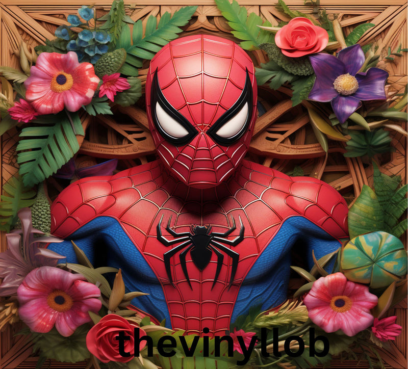 3D Spider Pink Flowers 20oz Skinny Tumbler Printed Paper