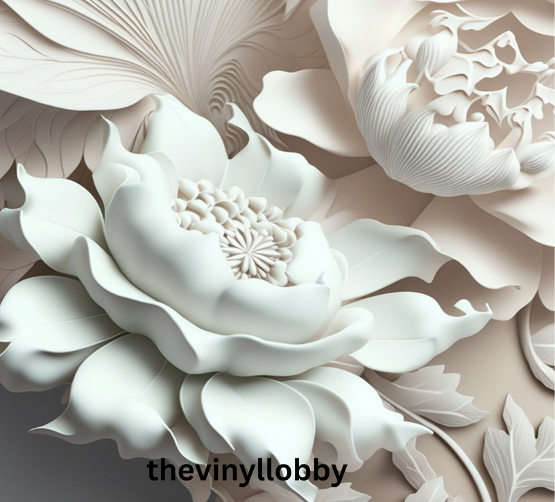 3D White Clay Flower 20oz Skinny Tumbler Printed Paper