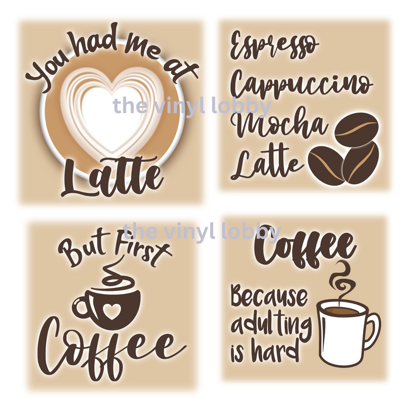 Coffee Sublimation Coaster Prints 4 Per Pkt 4"x4"