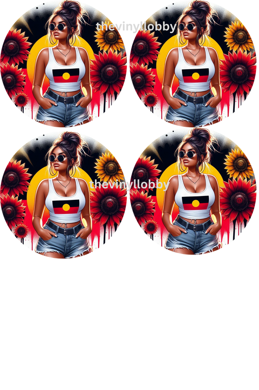 Bright Sunflowers Coaster Sublimation Prints 4 Per Sheet