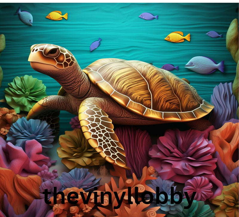 3D Under the Sea Turtle 20oz Skinny Tumbler Printed Paper