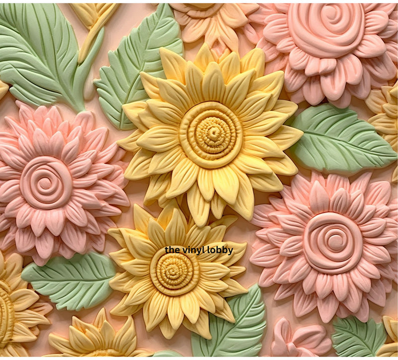 3D Pastel Clay Flowers 20oz Skinny Tumbler Printed Paper