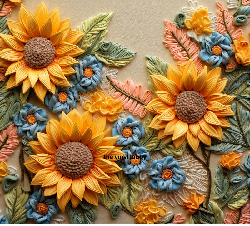 3D Sunflowers 20oz Skinny Tumbler Printed Paper
