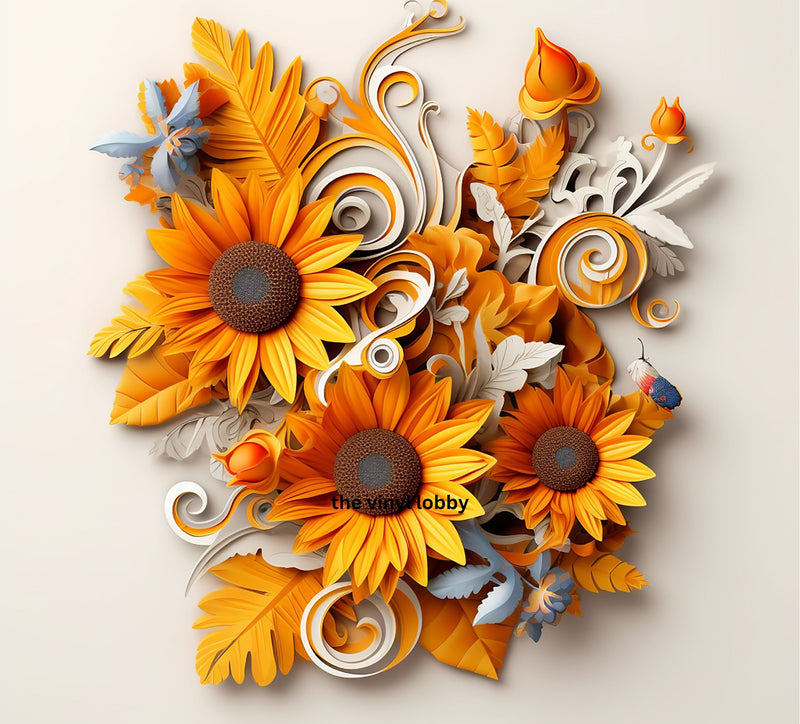 3D Paper Sunflowers 20oz Skinny Tumbler Printed Paper