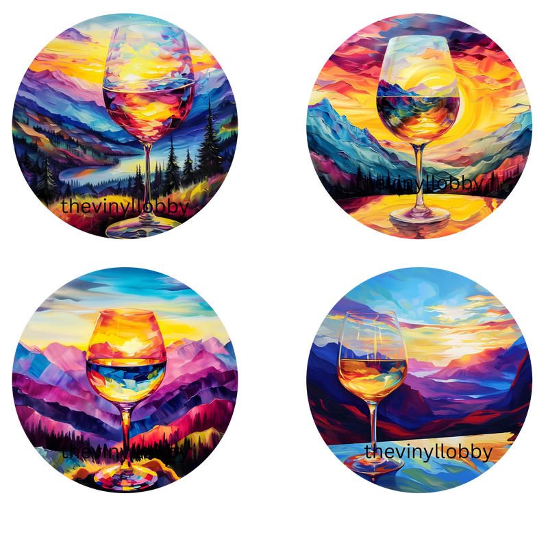 Car Coaster Sublimation Prints - Wine Glass