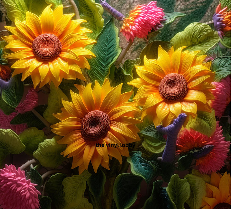 3DSunflower Garden 20oz Skinny Tumbler Printed Paper