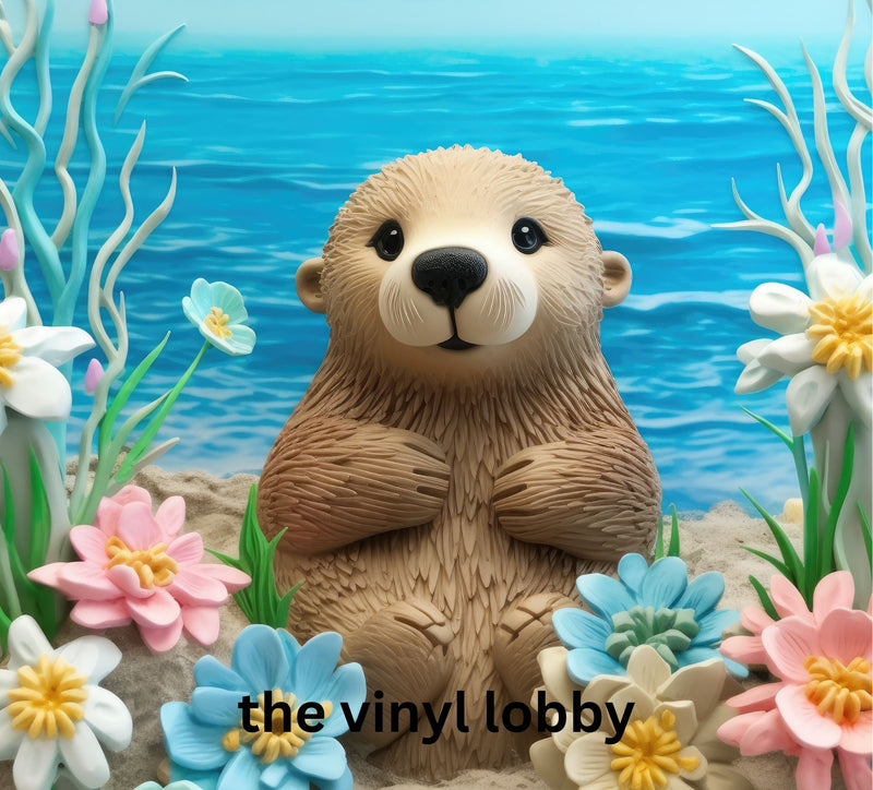 3D Baby Sea Otter 20oz Skinny Tumbler Printed Paper