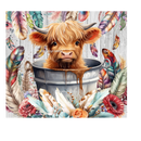 Highlander Cow with Feathers 20oz Skinny Tumbler Printed Paper