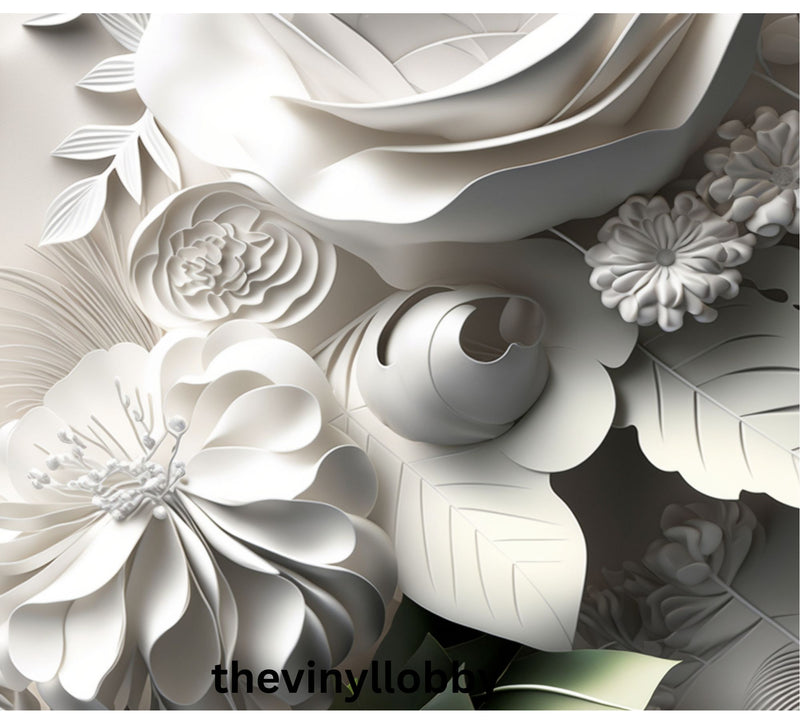 3D paper Clay Flowers 20oz Skinny Tumbler Printed Paper