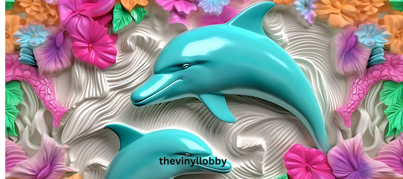 3D Floral Dolphin Sublimation Paper for 11oz mug