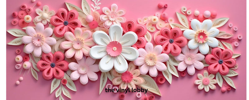 3D Quilled Pink Flowers Sublimation Paper for 11oz mug