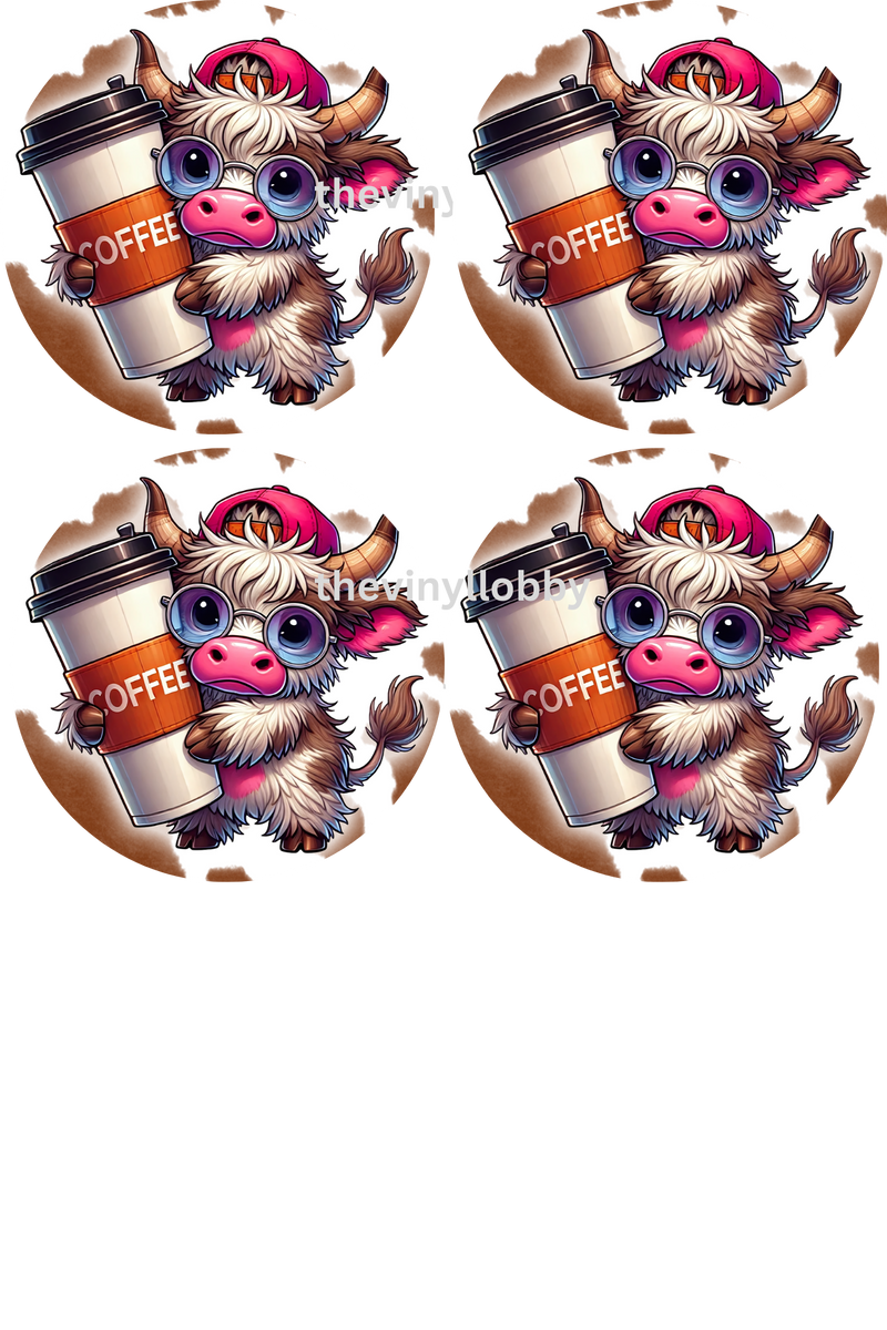 Highlander Coffee Round Coaster Sublimation Prints 4 Per Sheet