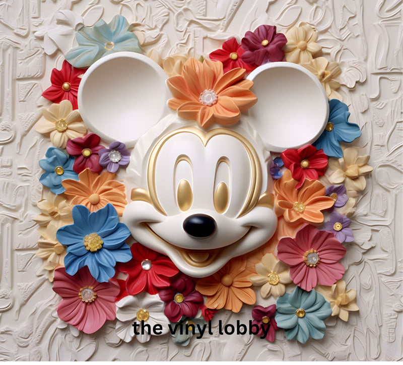3D Floral Mouse 20oz Skinny Tumbler Printed Paper