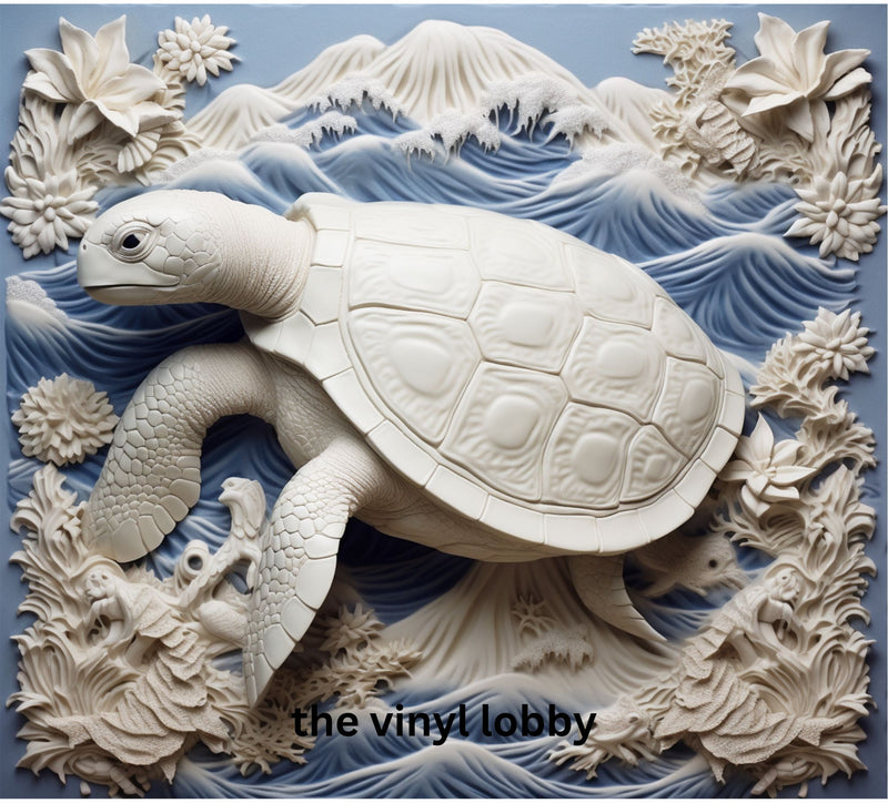 3D White Turtle 20oz Skinny Tumbler Printed Paper