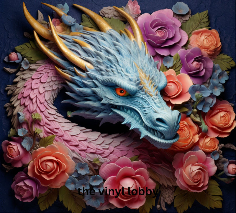3D Dragon Flower 20oz Skinny Tumbler Printed Paper