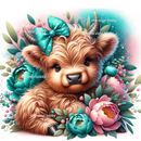 Teal Cute Cow 20oz Skinny Tumbler Printed Paper