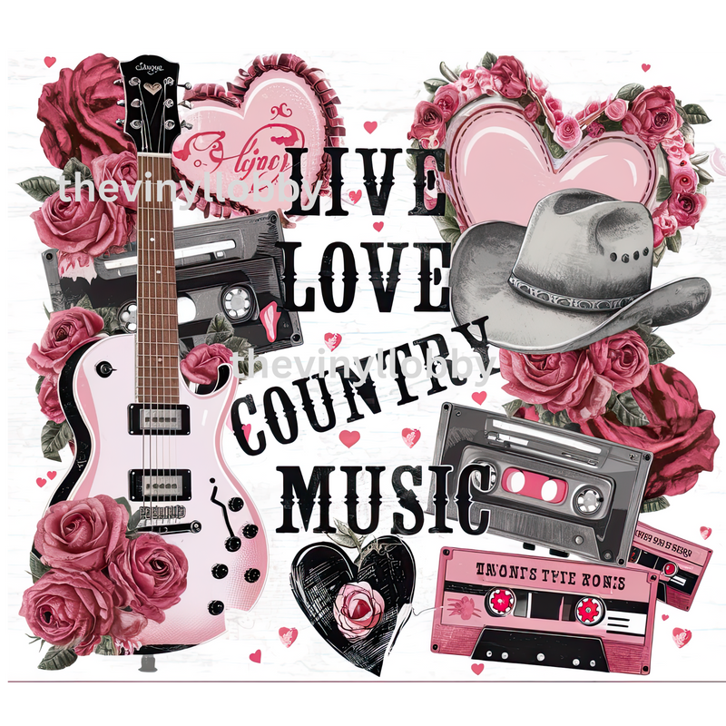 20oz Skinny Tumbler Printed Paper - Live Love Country Music