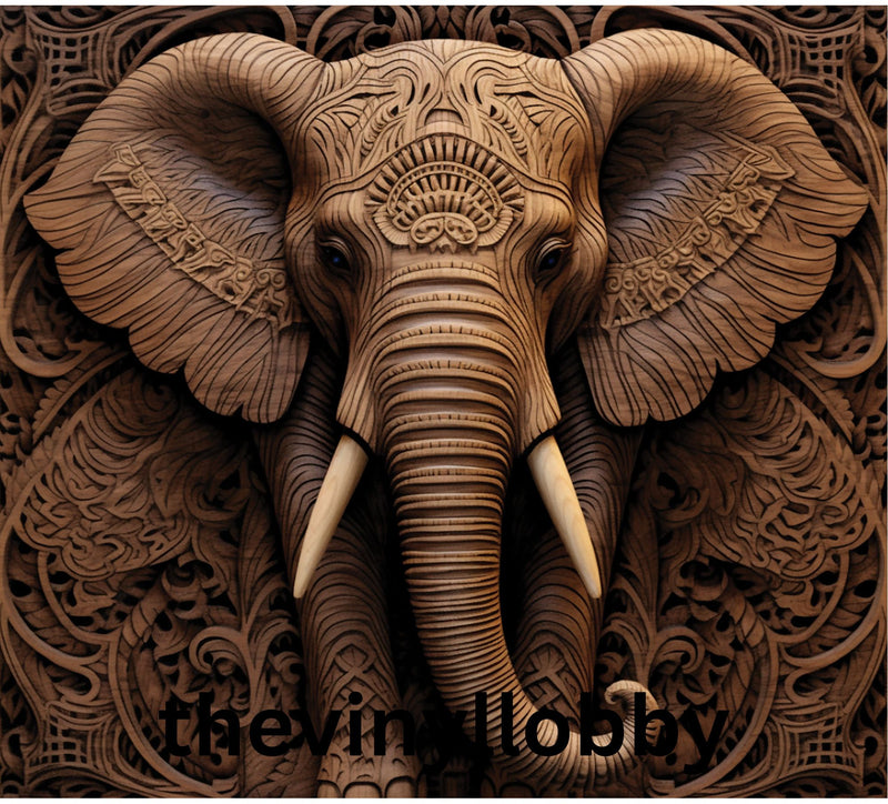 3D Wooden Elephant 20oz Skinny Tumbler Printed Paper