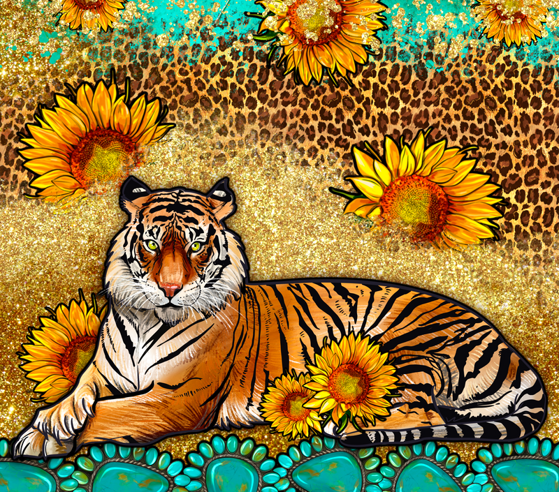 Tiger sunflower leopard gemstone 20oz Skinny Tumbler Printed Paper