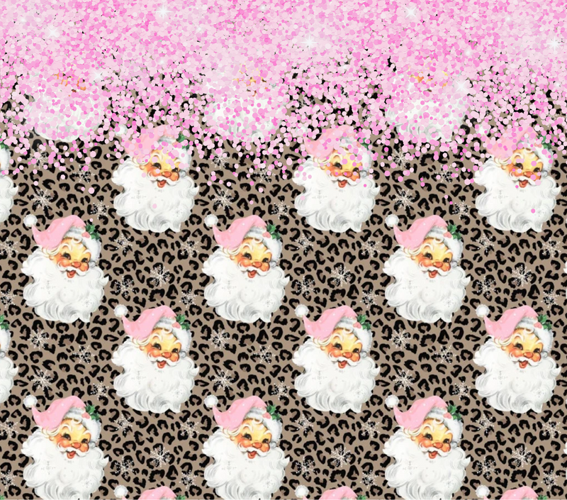 20oz Skinny Tumbler Printed Paper - Pink Santa Leopard