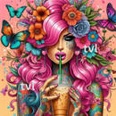 Digital Download 20oz Sublimation Print Floral Lady