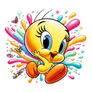 DTF Transfer Sheet - Cute Yellow Bird with Butterflies