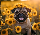 Pug and Sunflowers 20oz Skinny Tumbler Printed Paper