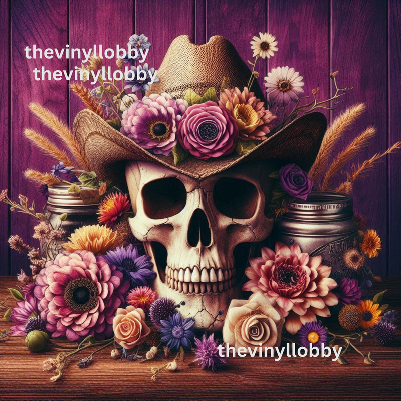 Purple Floral Skull 20oz Skinny Tumbler Printed Paper