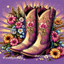 Lilac Floral Cowboy Boots 20oz Skinny Tumbler Printed Paper