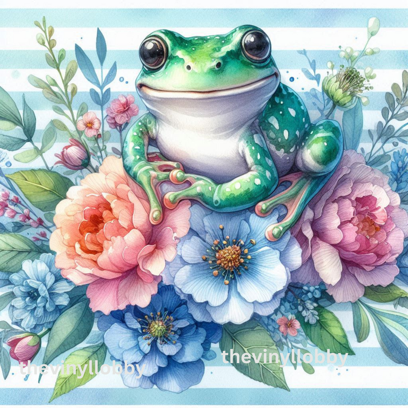Floral Sitting Frog 20oz Skinny Tumbler Printed Paper