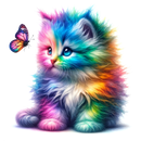 DTF Transfer Sheet Rainbow Kitten
