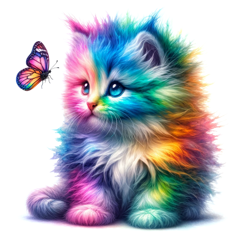 DTF Transfer Sheet Rainbow Kitten