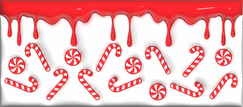 3D Inflated Candy Cane Printed Sublimation Paper for 11oz mug.