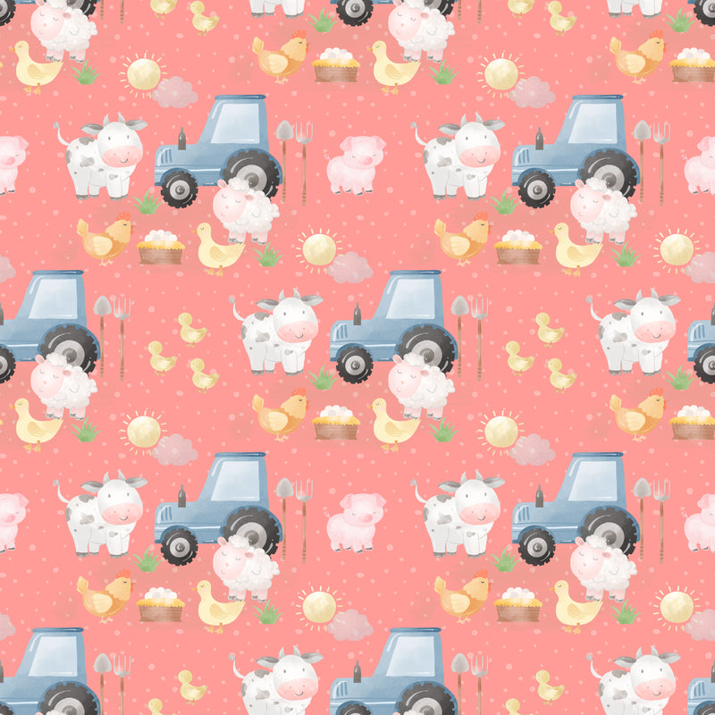 Pink Background Tractor Sublimation Printed Paper