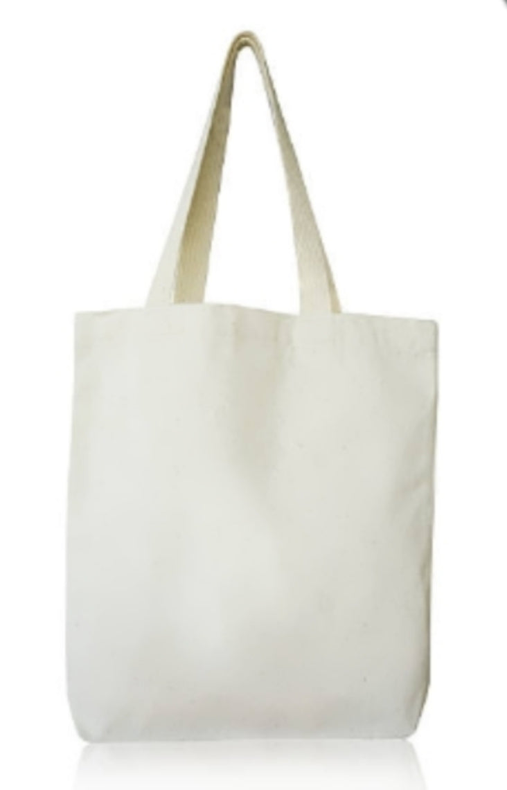 Natural Calico Bags with long handle. (38cmx42cm)